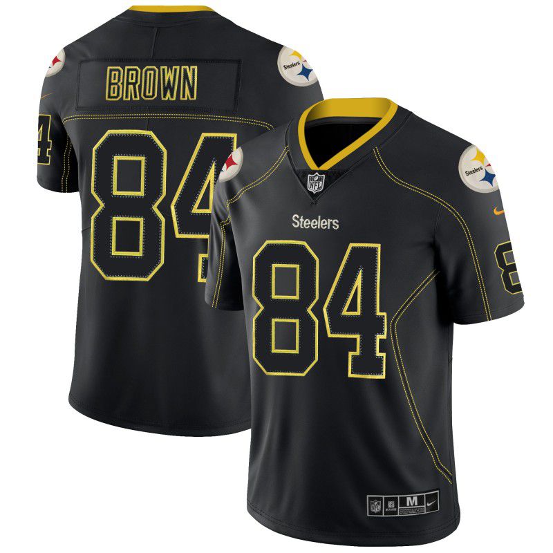 Men Pittsburgh Steelers 84 Brown Nike Lights Out Black Color Rush Limited NFL Jerseys